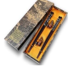 Elegant Black and Gold Chopstick Set